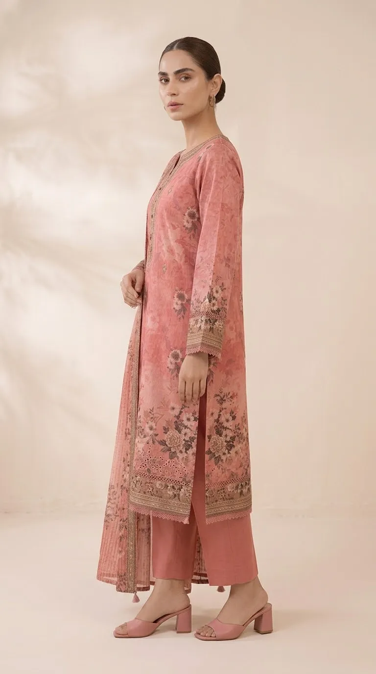 3 Piece - Digital Printed Lawn Suit detail