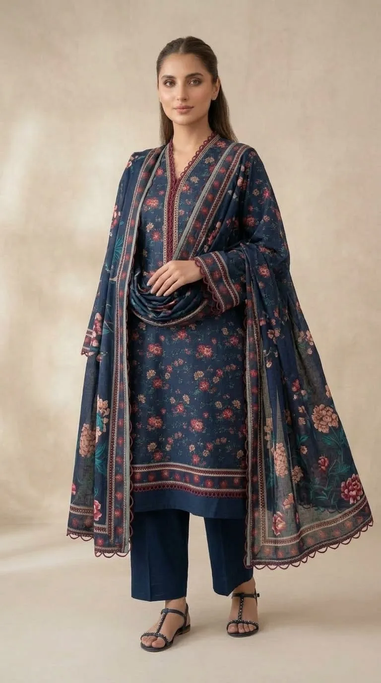3 Piece - Digital Printed Lawn Suit detail