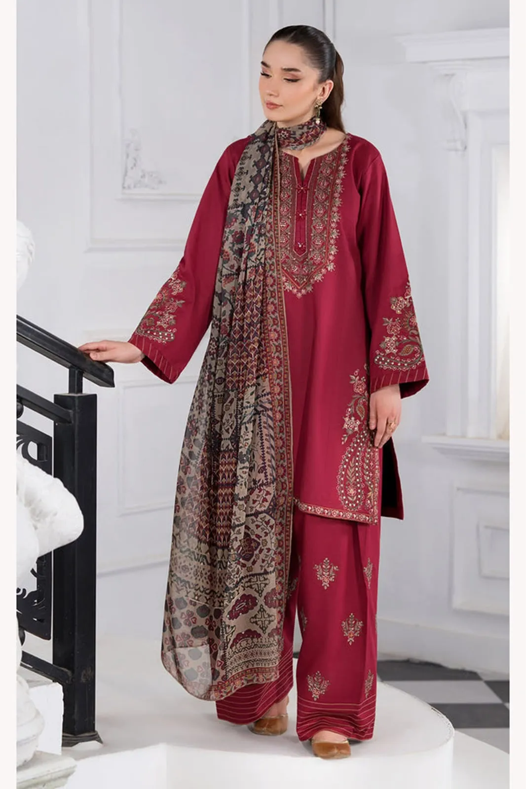 Crimson Embroidered Suit