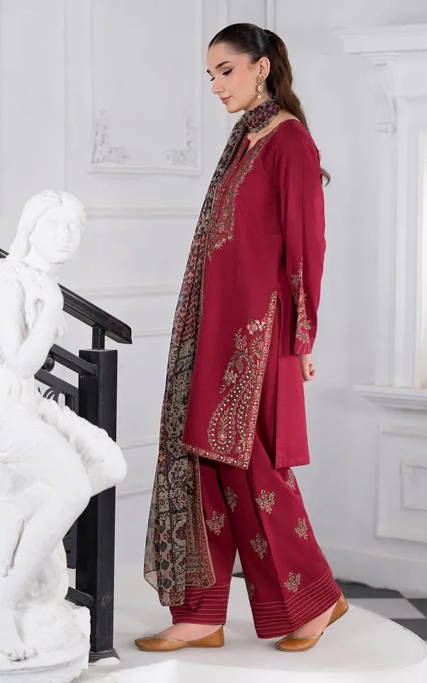 Crimson Embroidered Suit detail