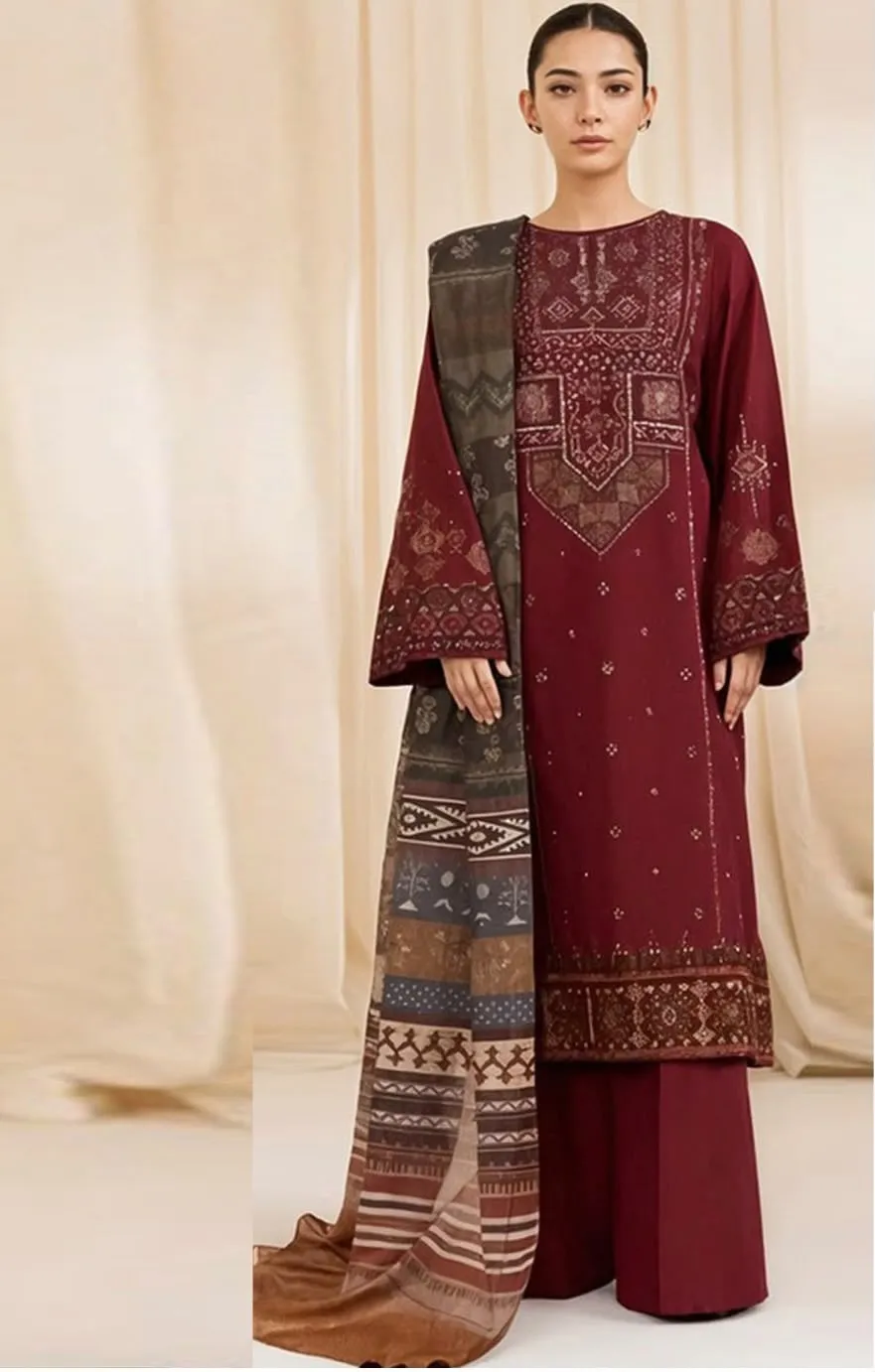 Maroon Heritage: Luxury Winter Ethnic Collection